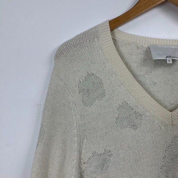 3.1 Phillip Lim Women's Ivory Floral Wool Cashmere Blend Contrast Sweater Size M - Picture 3 of 13